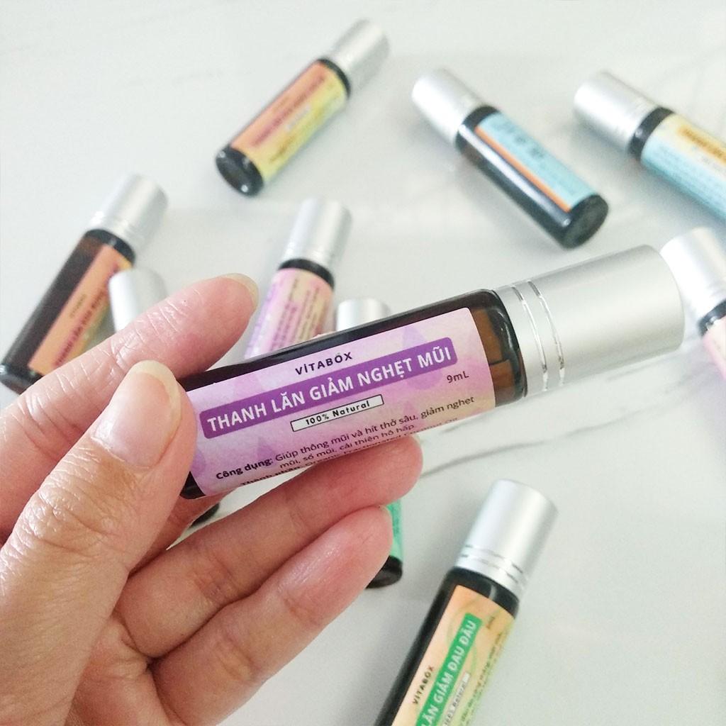 Thanh lăn tinh dầu giảm nghẹt mũi VITABOX - 100% thiên nhiên - 9mL