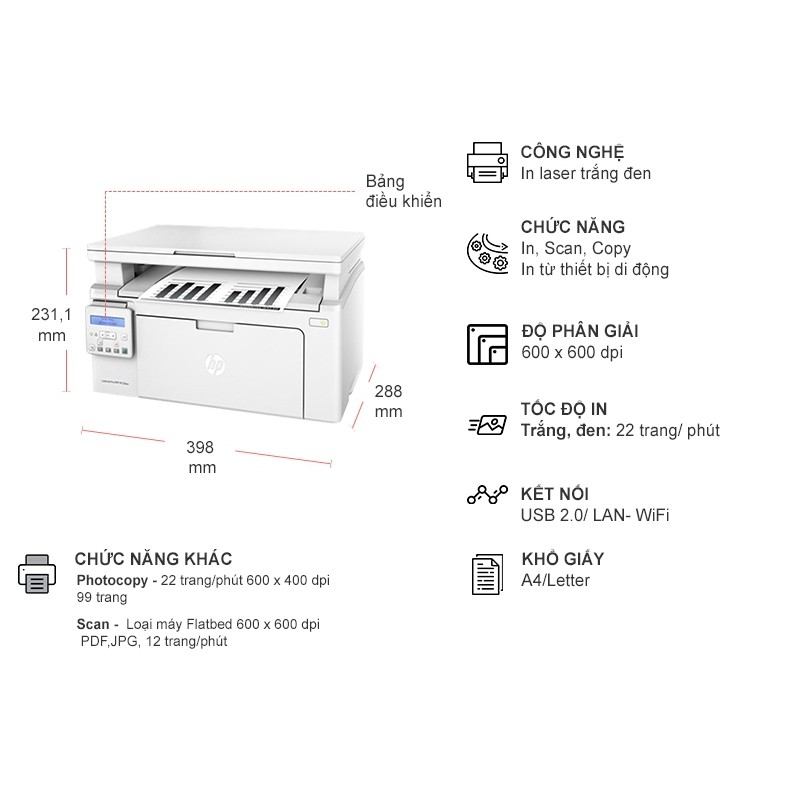 Máy In Laser Đa Chức Năng Không Dây HP LaserJet Pro MFP M130NW