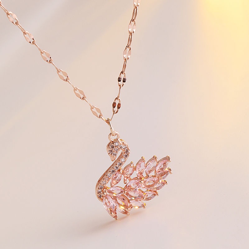 Dây chuyền thiên nga TITAN KHÔNG GỈ vòng cổ đính đá pha lê lấp lánh trang sức titan cao cấp mẫu mới 2021