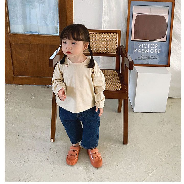 [Babycat] Hàng Có Sẵn Quần Jean Ống Rộng Dài Đến Mắt Cá Chân Phong Cách Nhật Bản Hàn Quốc Mùa Xuân Thu Cho Bé Gái