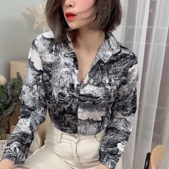 (kèm video) Sơ mi lụa loang hàng vnxk cao cấp