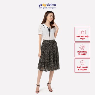 Chân váy ba tầng YODY dáng xòe nhún chun sau thêu hoa CVN3200
