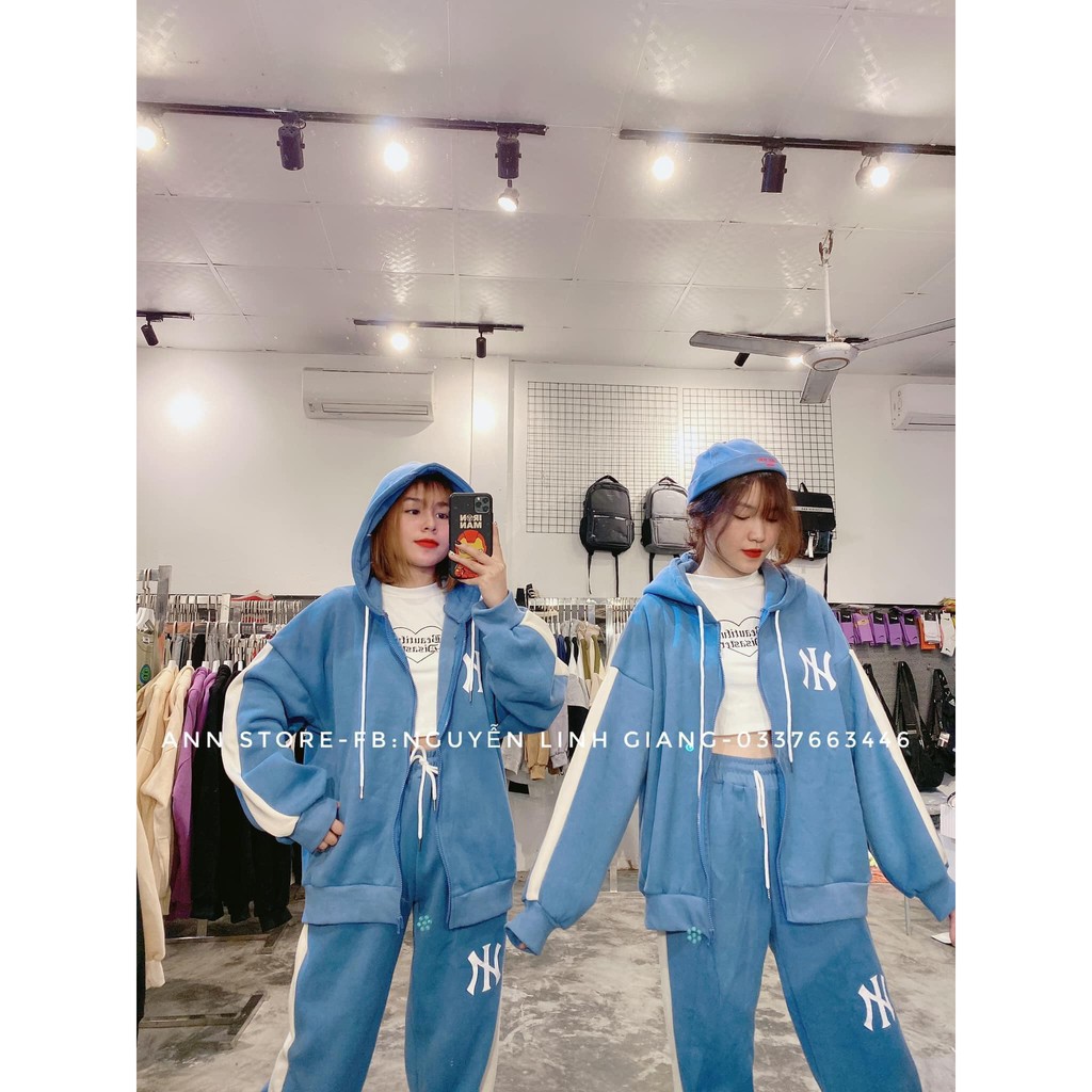 bộ nỉ thể thao NY1 unisex form rộng siêu đẹp | BigBuy360 - bigbuy360.vn