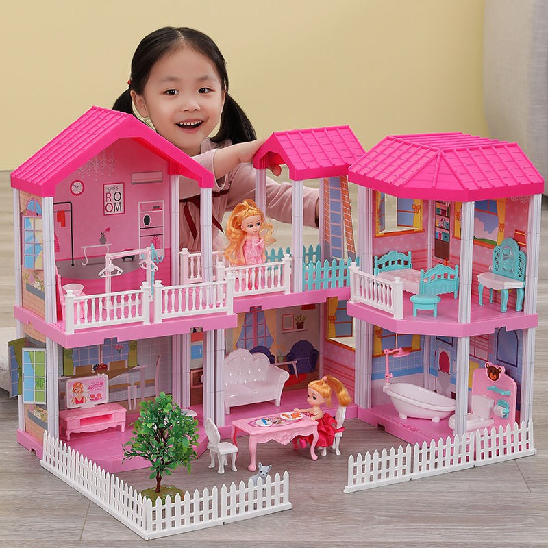 girl play house đồ chơi mô phỏng bộ lâu đài công chúa nhà búp bê Barbie mẫu biệt thự đứa trẻ 6 tuổi 8