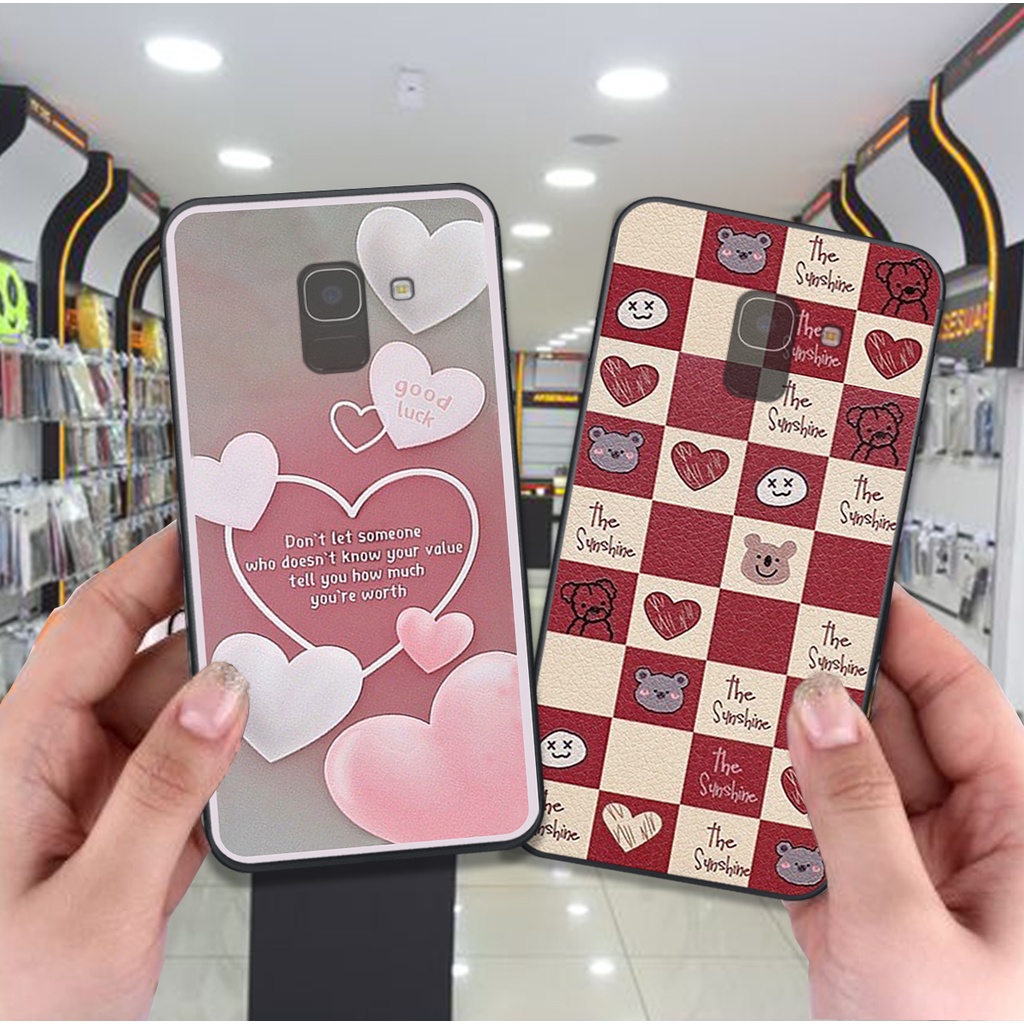 Ốp Samsung J6 2018 / J6 Plus / J8 / J6+ in hình trái tim caro đen trắng , hồng cute xinh xắn dễ thương
