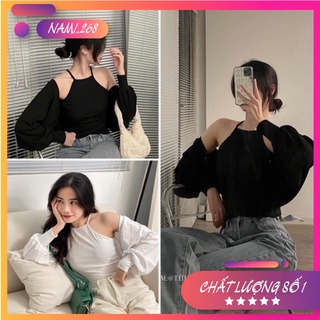 Set Đồ Nữ, Áo 2 Món CARDIGAN Kèm Áo Yếm 2 Dây Chất Cotton Thun Dày Dặn( Hàng Sẵn, Ảnh Thật)