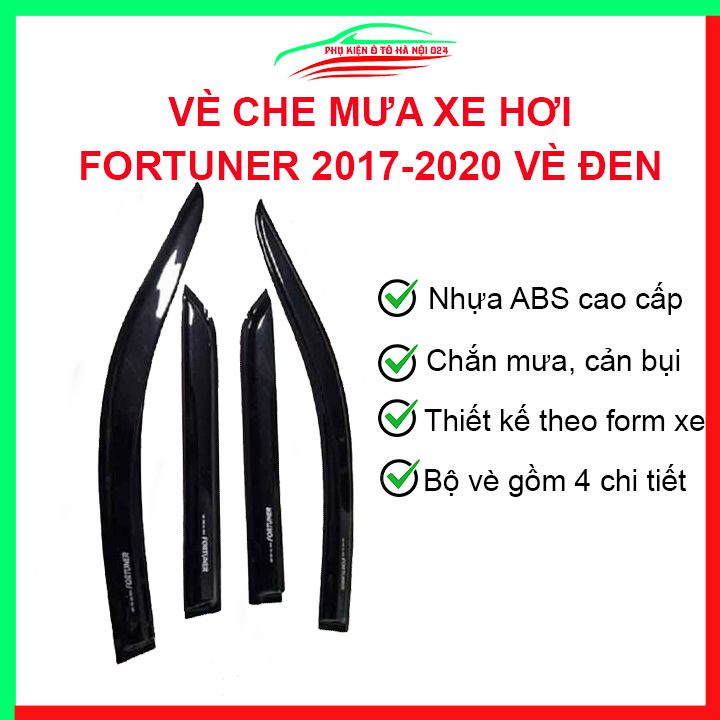 Vè che mưa cho xe ô tô Fortuner 2017-2020 vè đen bảo vệ trang trí xe