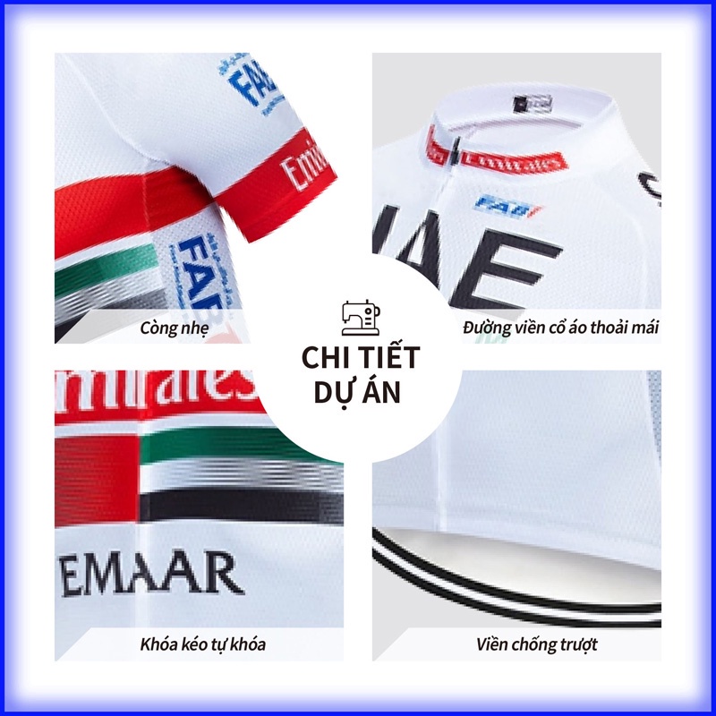 UAE Bộ quần áo đi xe đạp mới dành cho nam Mùa hè áo ngắn tay ngắn thoáng khí cho xe đạp leo núi