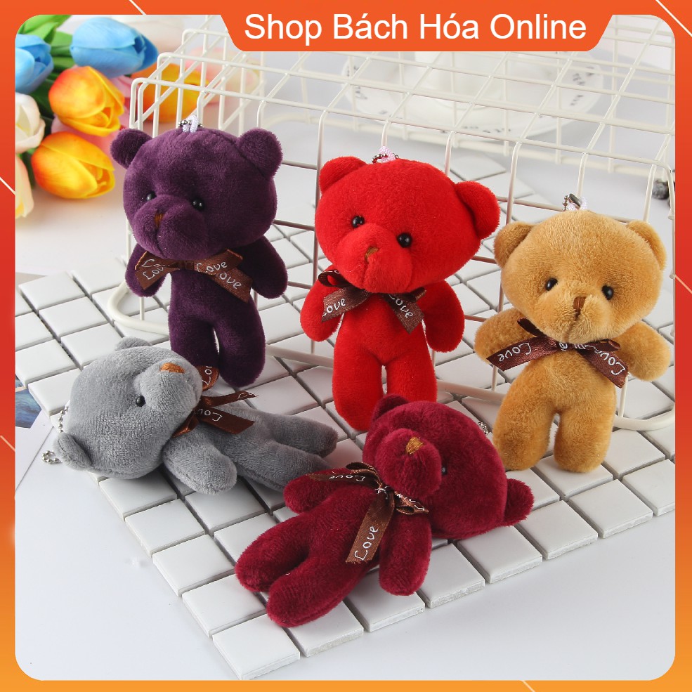 GẤU BÔNG TEDDY MINI NHỎ XINH, DỄ THƯƠNG, NHIỀU MÀU KÍCH THƯỚC 12*9CM CÓ MÓC KHÓA TREO