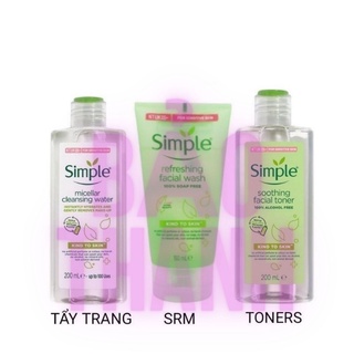Combo Simple Tẩy trang 200ml + Sữa rửa mặt 150ml + Toner 200ml cho da sạch khỏe đẹp_bao_thanh.cosmetic