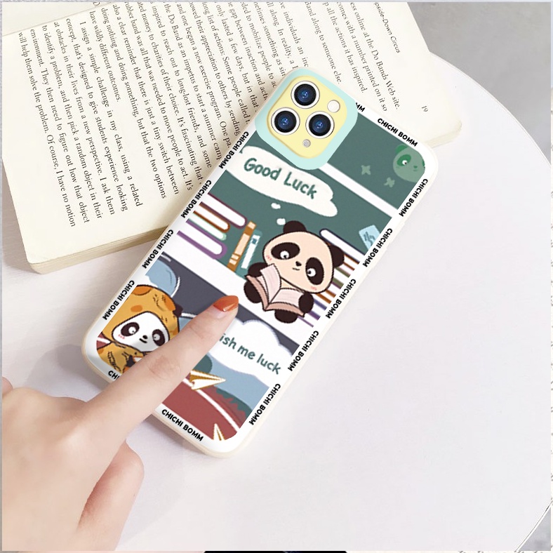 Ốp lưng iphone cạnh vuông lỗ camera panda luck 6s/6splus/7/7plus/8/8plus/x/xr/xs/11/12/13/pro/max/plus/promax