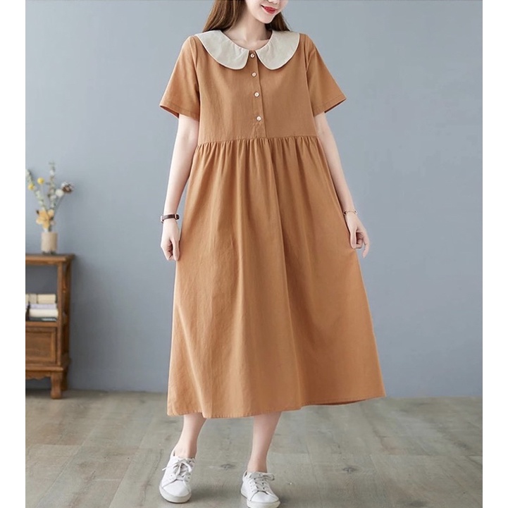 ĐẦM LINEN CỔ SEN