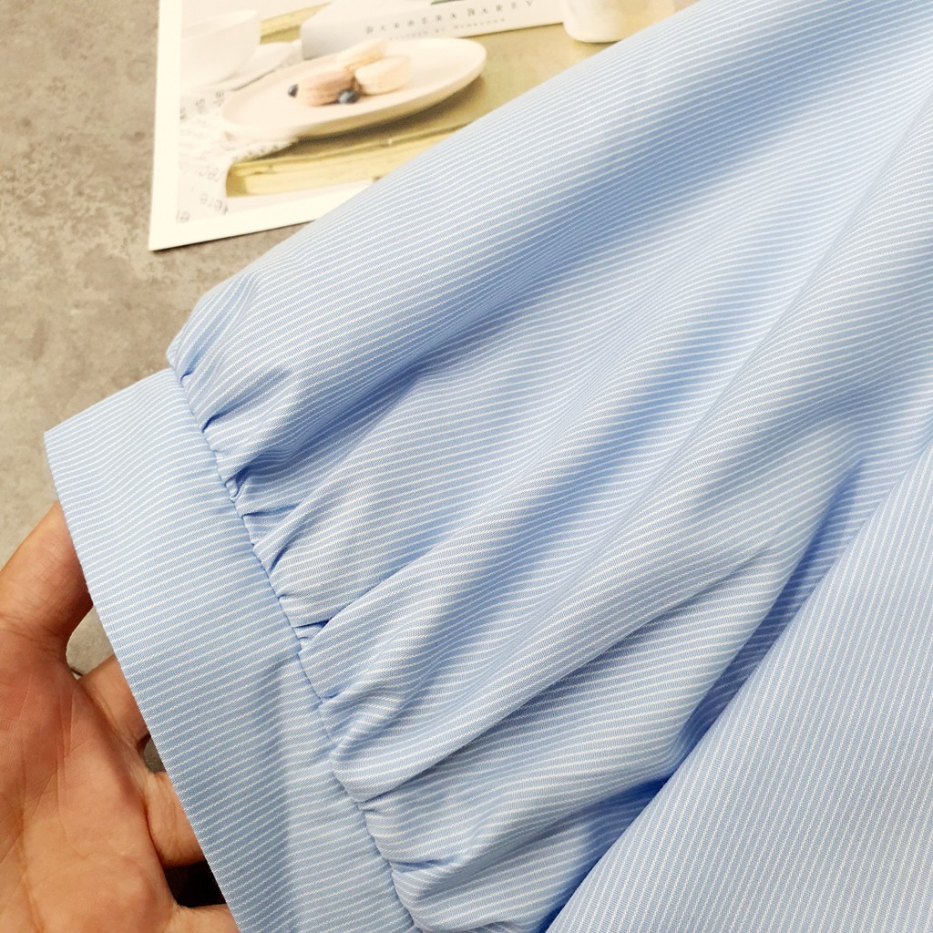 Áo sơ mi nữ cổ tàu ChunXuu thiết kế tay lỡ bồng kẻ thời trang - TK20.44