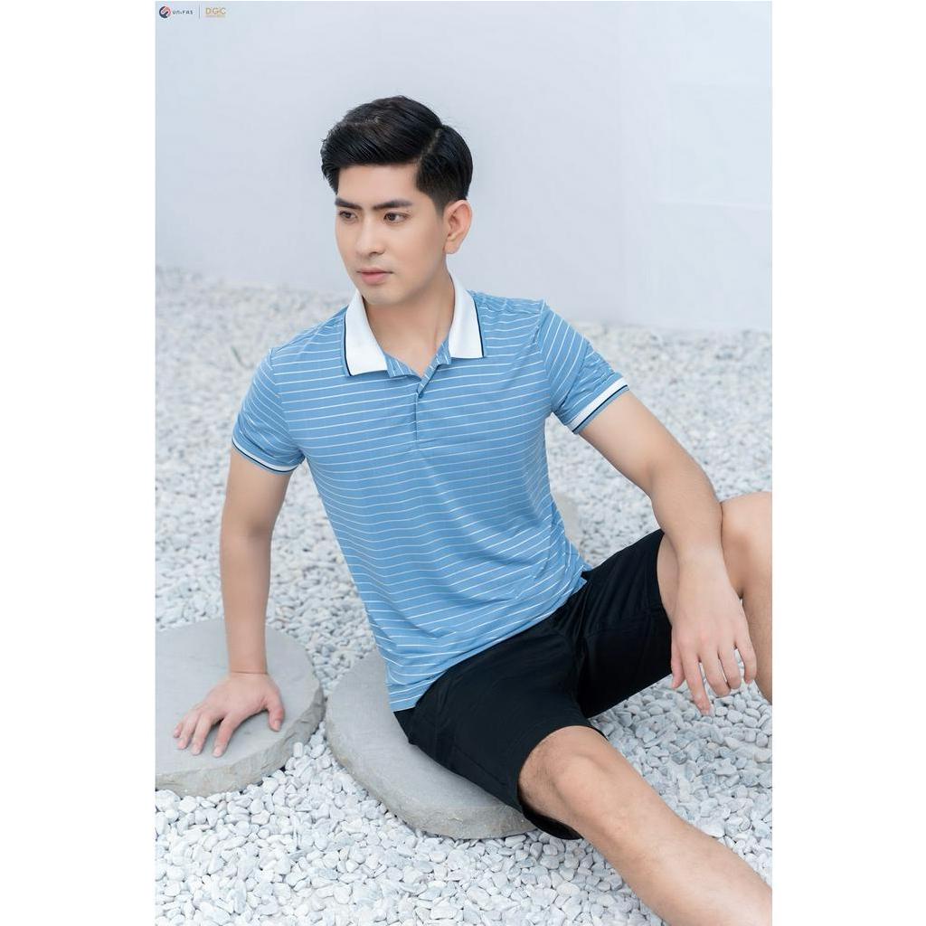 Áo Polo ngắn tay kẻ ngang DGC - SAPBC09M dáng suông, ít nhăn, thoáng khí, có co giãn nhẹ