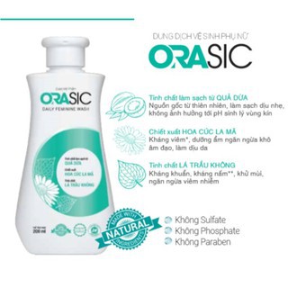 Dung Dịch Vệ Sinh Phụ Nữ Hàng Ngày ORASIC 200ml -Tinh Chất Lá Trầu Không làm sạch vùng kín hương thơm nhẹ nhàng tươi mát