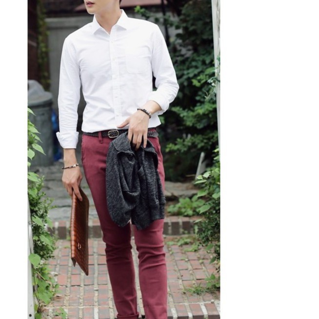 Áo sơ mi nam dài tay vài cotton màu trắng trơn | BigBuy360 - bigbuy360.vn