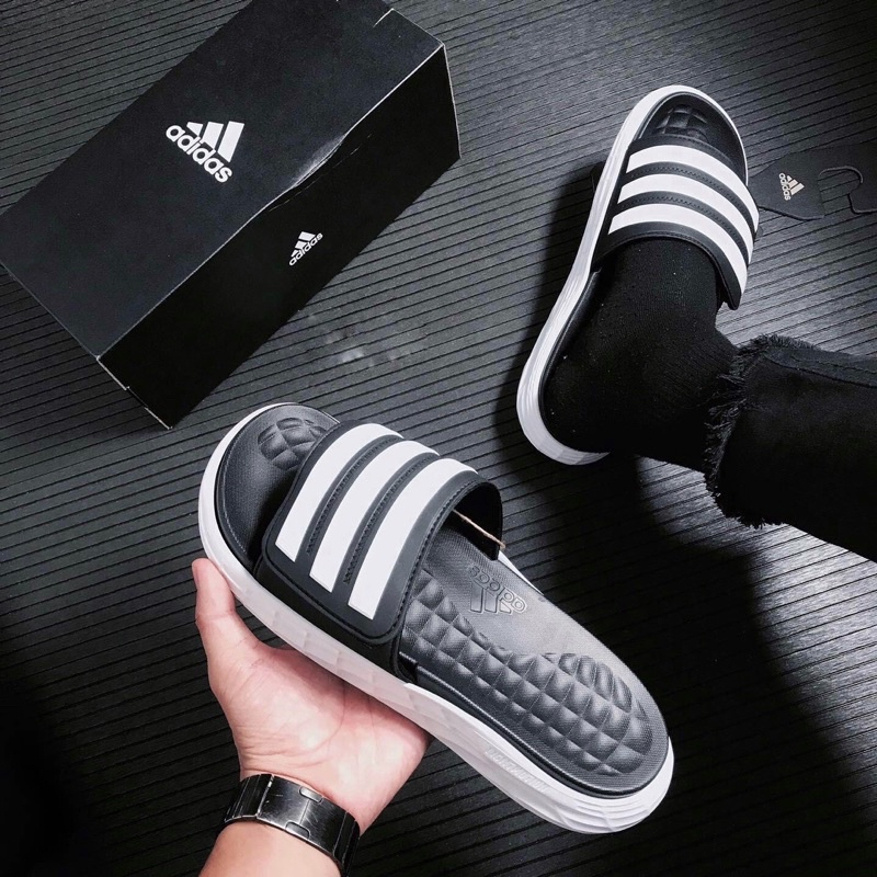 Dép Adidas Duramo SL Slide màu Đen sọc Trắng