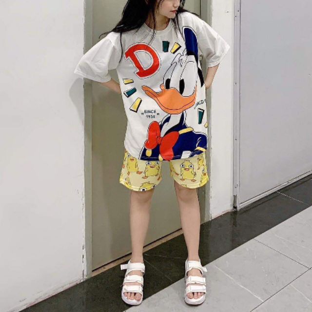 Set bộ áo thun và quần cartoon, form unisex (ảnh thật)