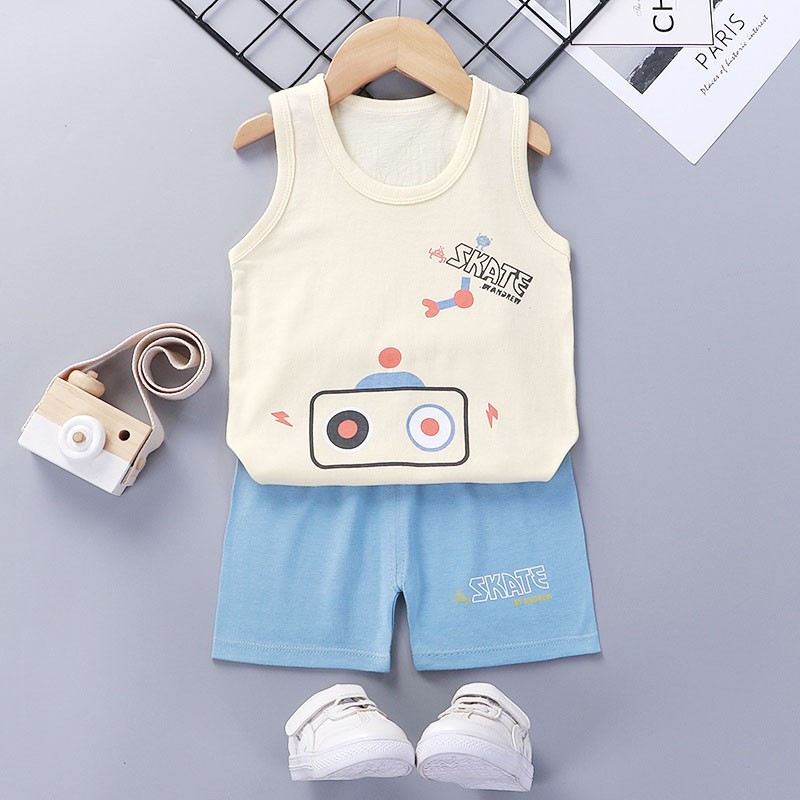 Bộ đồ quần áo trẻ em mùa hè 3 lỗ - Bé trai và gái vải cotton co giãn 4 chiều thấm hút mồ hôi bé từ 1-5 tuổi BĐON01-02