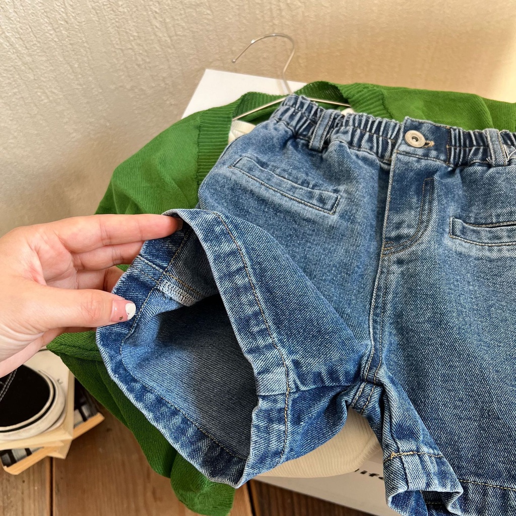 Quần short jean 2 túi khoét trước cho bé trai bé gái B68-21120