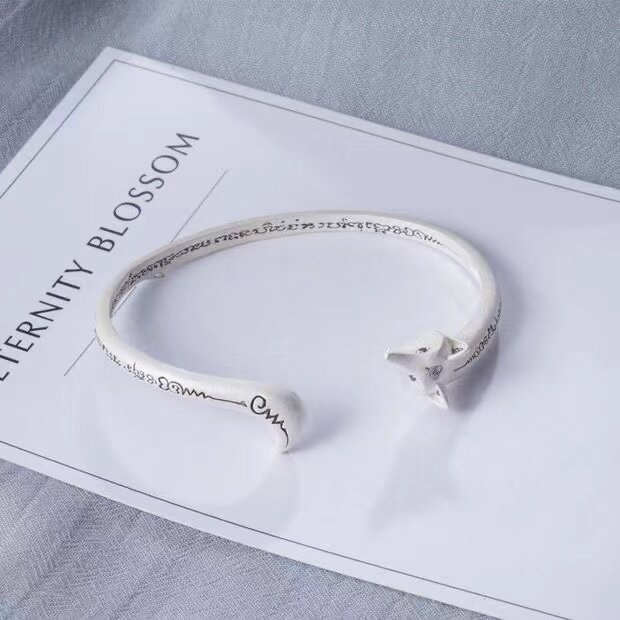 RL-Vòng tay hồ ly kinh thánh tiếng Phạn để tăng sự giàu có và may mắn có thể điều chỉnh mở vòng tay bạc Có được Vòng tay quyến rũ xã hội, tăng cường sức mạnh, giàu có,
