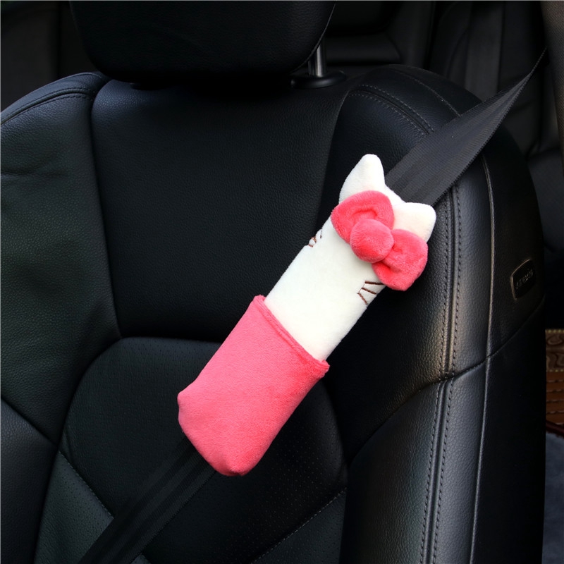 Đệm Bọc Dây Đai An Toàn Xe Hơi Hình mickey / hello kitty Bằng Lông Nhung Cho Bé