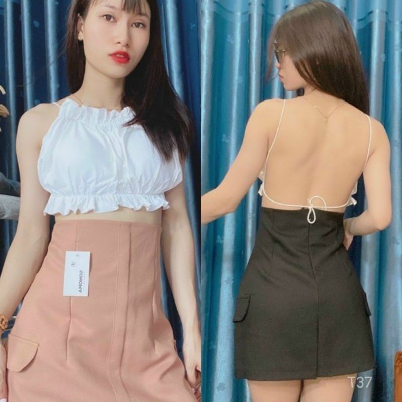 CHÂN VÁY A 2 NẮP TÚI BÊN HÔNG