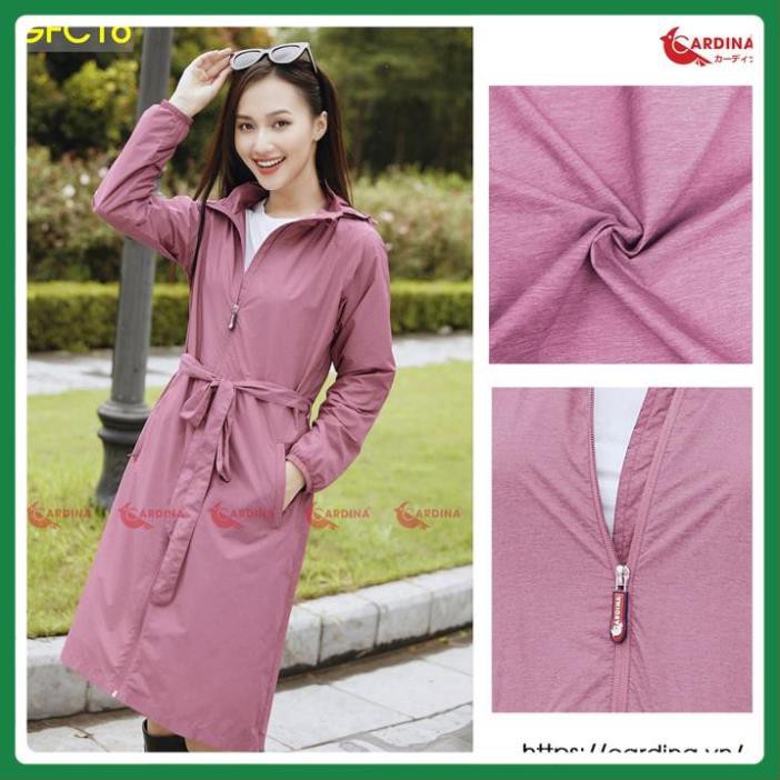 Áo Khoác Nữ, Áo Gió Nữ Vân Xước Dáng Dài 2 Lớp CARDINA Cao Cấp Siêu Phẩm Cản Gió, Chống Thấm Nước, Kèm Đai Thắt
