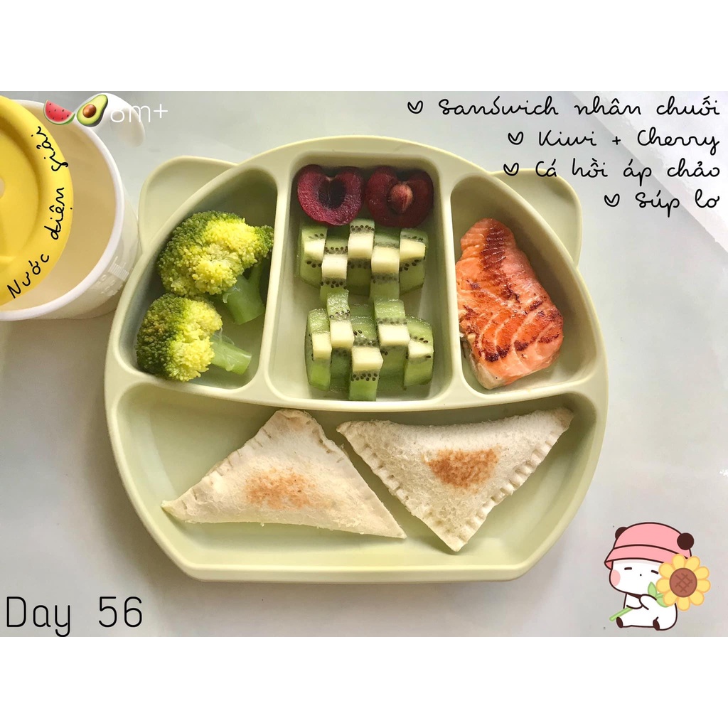 Khay gấu silicon 4 ngăn cho bé ăn dặm mẫu mới 14 màu xinh xắn