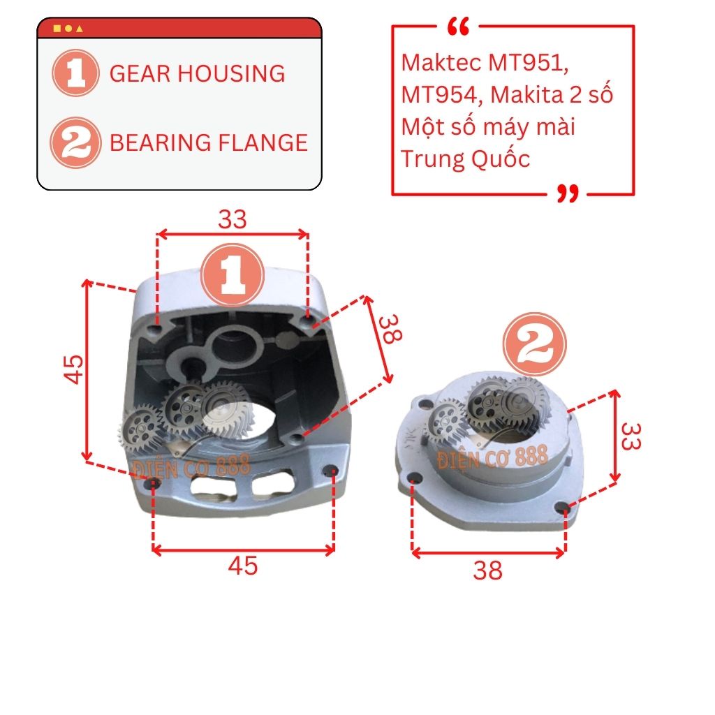 Bộ đầu bưởng nhôm mài Maktec 954 951 MT954 MT951 (2 chi tiết)