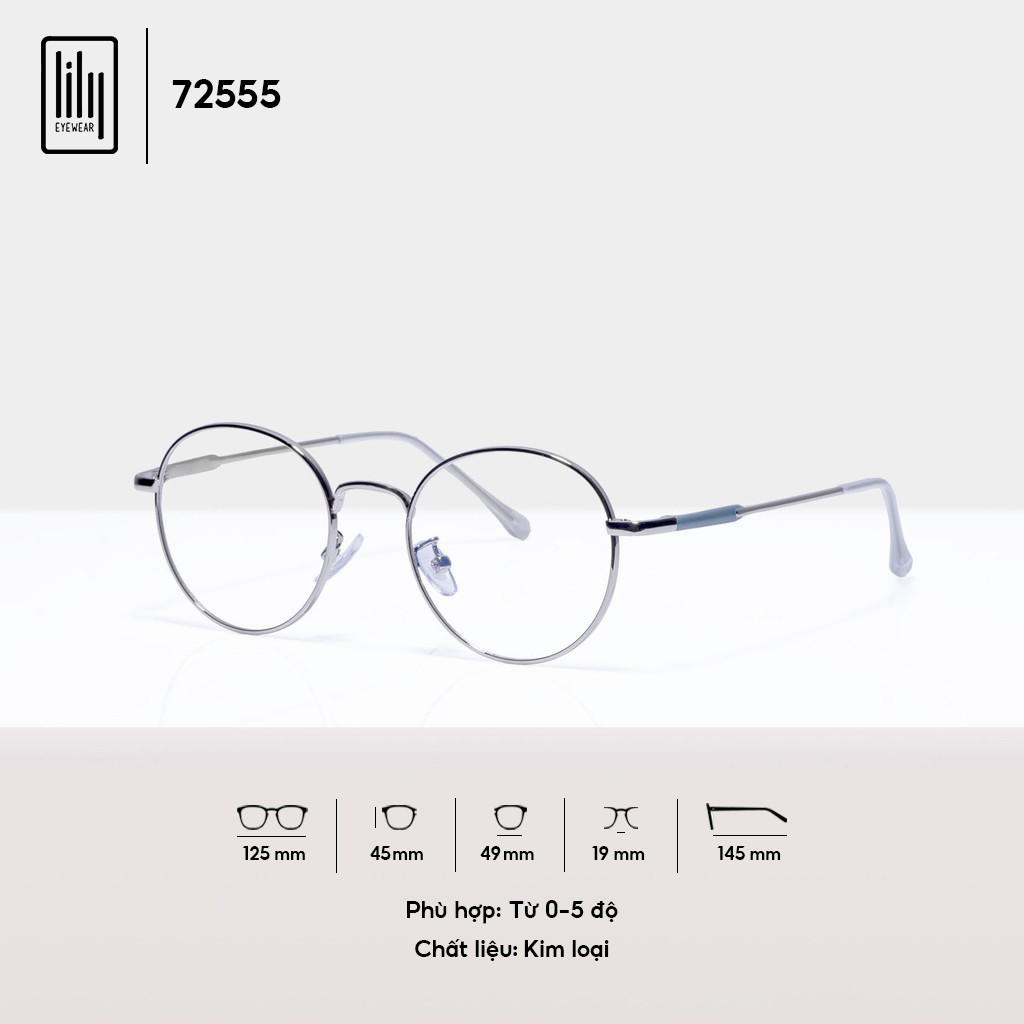 Gọng kính cận nữ kim loại Lilyeyewear mắt tròn phù hợp khuôn mặt nhỏ thời trang 72555