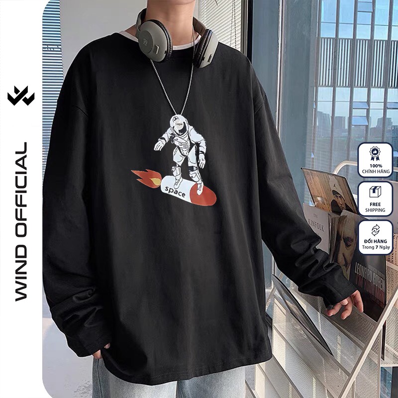Áo thun tay dài WIND phông unisex form rộng SPACE thời trang nam nữ oversize ulzzang
