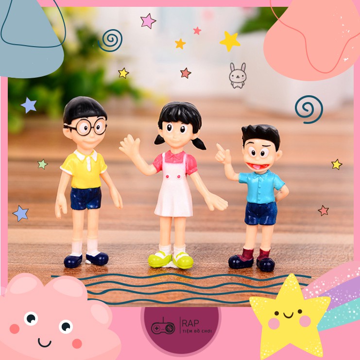 Set 5 mô hình Doraemon Nobita Shizuka Sunneo biểu cảm dễ thương trang trí bàn học, bàn làm việc, làm quà tặng-HO21