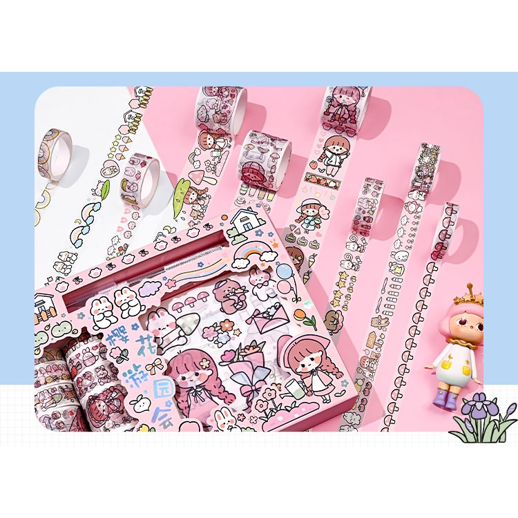 Miếng Dán Trang Trí Sổ Tay Kèm Hộp Đựng Thiết Kế Dễ Thương