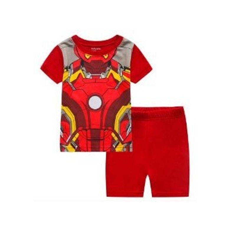SUGE Bộ Đồ Ngủ Áo Thun Tay Ngắn Phối Quần Short In Hoạt Hình Người Nhện Dễ Thương Cho Bé