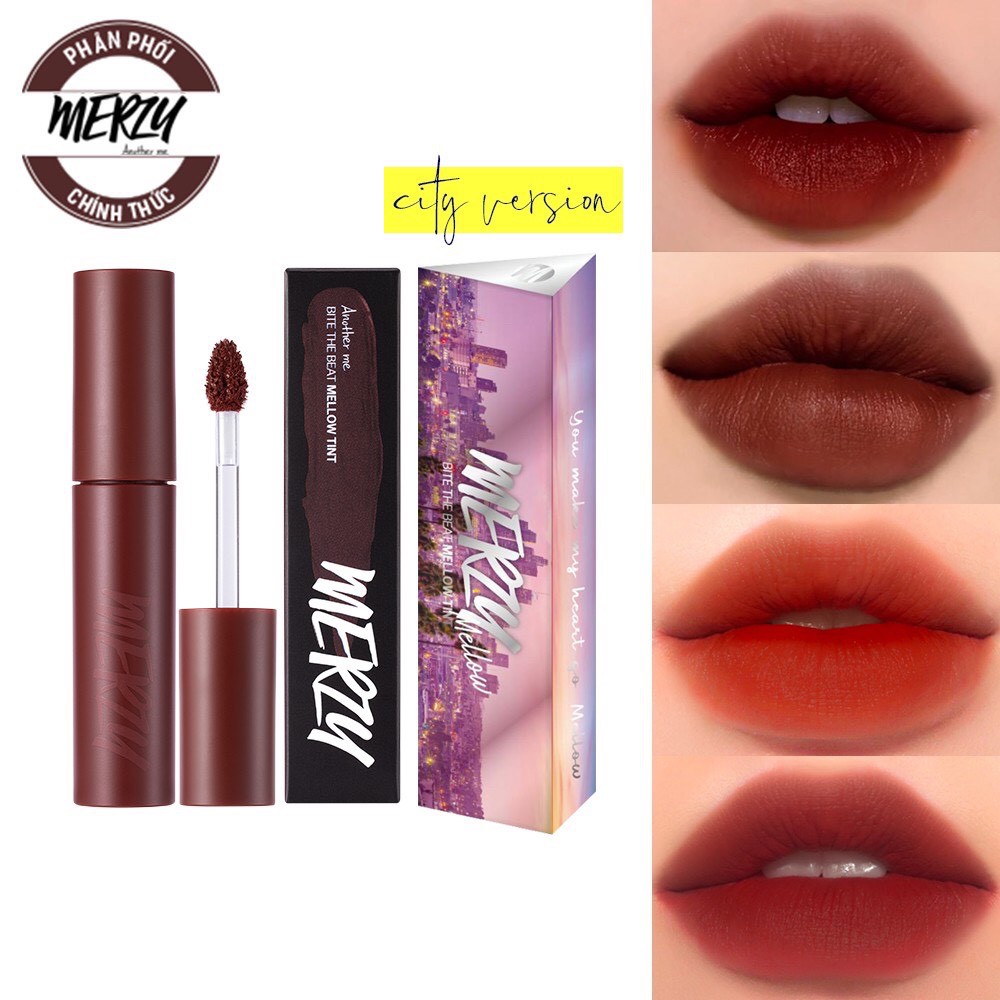 Son kem lì Merzy Bite The Beat Mellow Tint 4g (8 màu M01-M06)vỏ tím