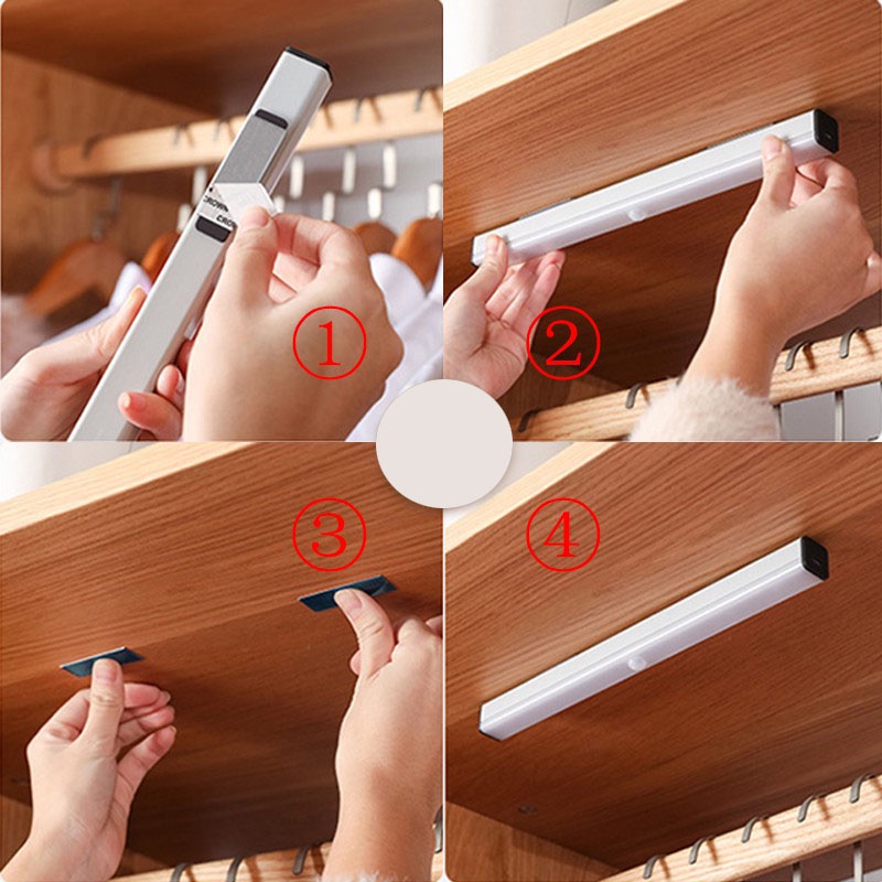 Đèn LED Cảm Ứng Gắn Giường Sạc USB Với Pin Đèn Cảm Ứng Ban Đêm Không Dây Dán Tường Hành Lang Cầu Thang Tủ Áo Phòng Bếp