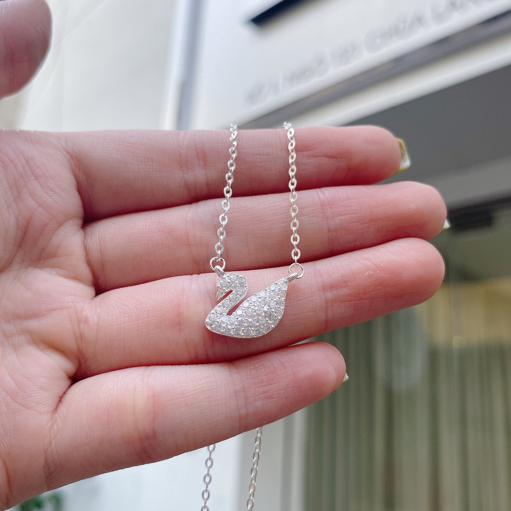 Dây Chuyền Bạc Ta Cao Cấp CaoBac Silver Thiên Nga Đính Đá Lấp Lánh Tinh Tế Nhẹ Nhàng, Thanh Lịch Món Quà Cho Bạn Gái