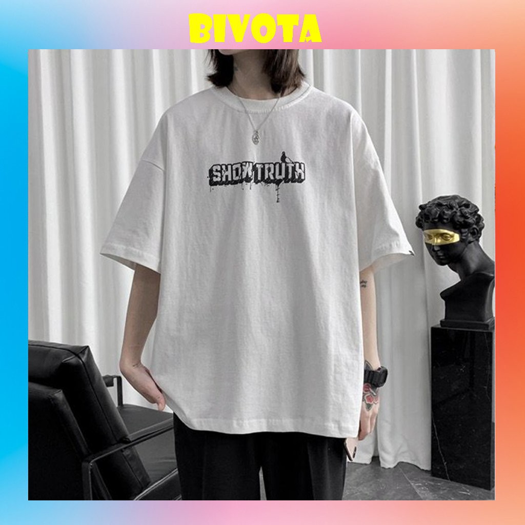Áo thun Bivota áo phông tay lỡ form rộng PUSH Unisex phong cách Hàn Quốc AT05