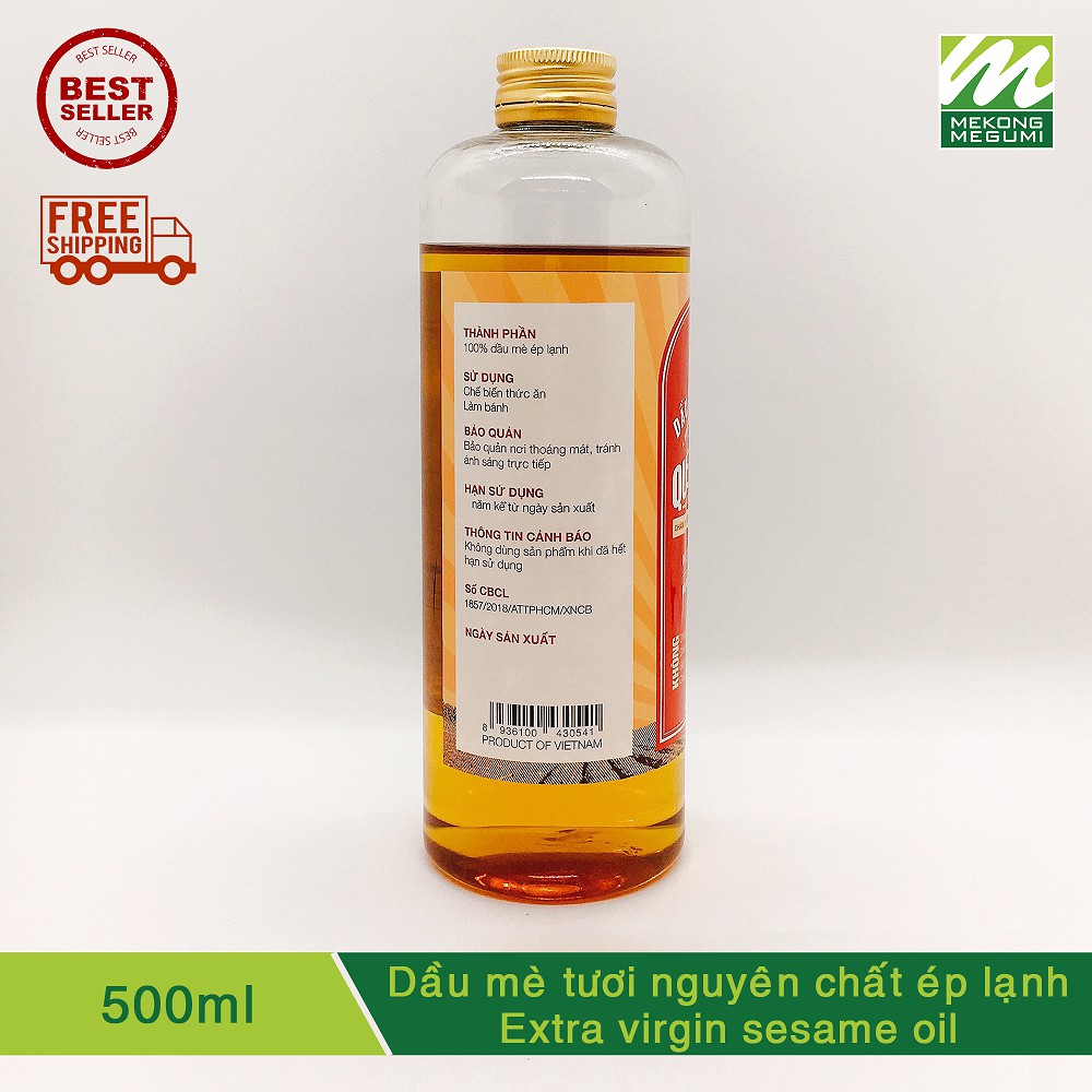 Dầu mè tươi nguyên chất ép lạnh MEKÔNG MEGUMI _ 500ml (Extra Virgin Sesame Oil)