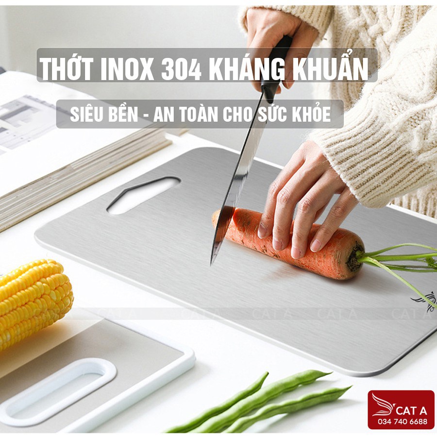 [HÀNG LOẠI DÀY·] Thớt inox cao cấp SUS 304 Kháng khuẩn, rã đông nhanh, cường lực, chống ẩm mốc, chống rỉ sét 35X25CM