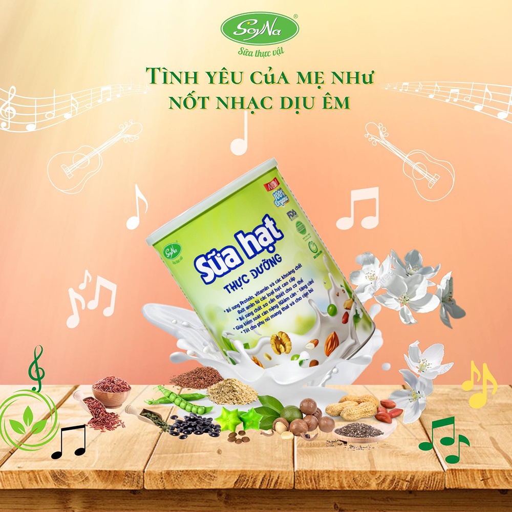 Sữa Hạt Thực Dưỡng SoyNa 800g chính hãng tặng kèm 1 hộp Sữa Hạt 300g và 1 gói Sữa Hạt