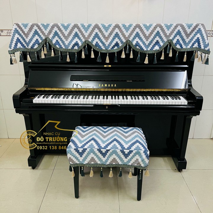 Khăn phủ đàn Piano kèm phủ ghế mẫu sọc kẻ Bắc Âu