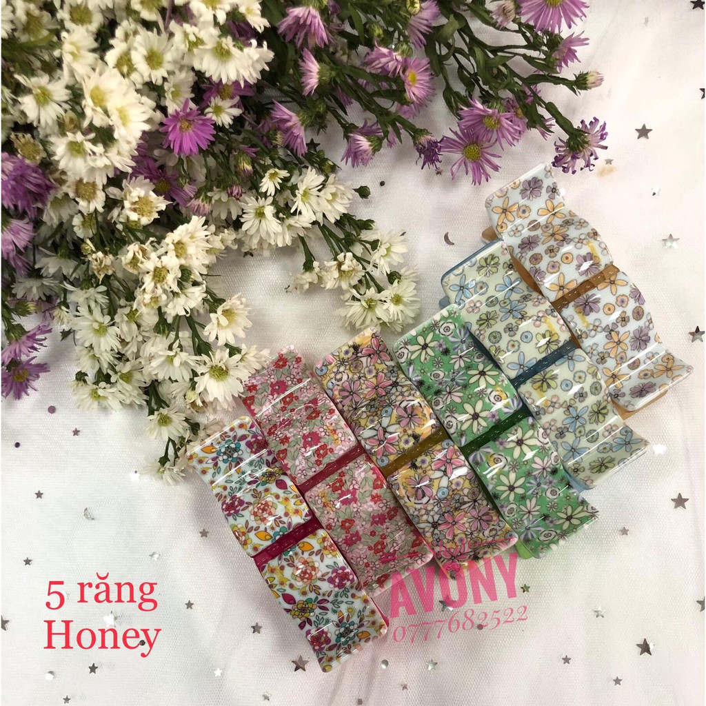 Kẹp tóc càng cua - Bấu tóc in hoa Honey pb5