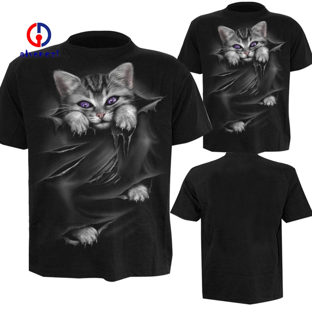 áo nam Ngắn Tay In Hình Mèo 3d