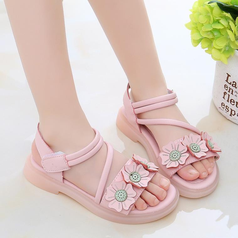 Dép sandal bé gái da mềm êm chân phong cách Hàn Quốc AE12 size to 30-37 hàng cao cấp