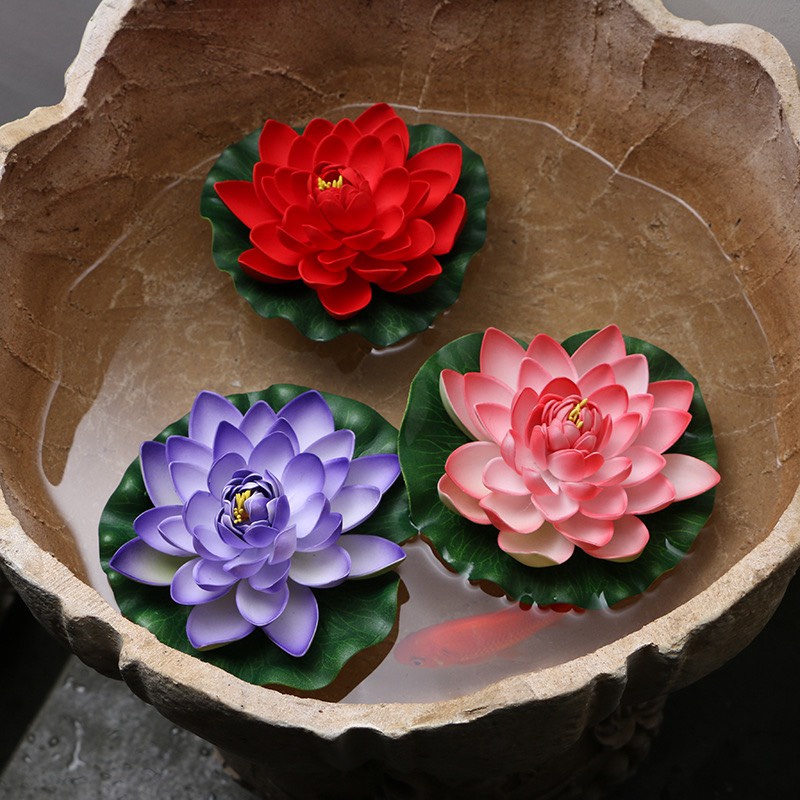 Hoa giả - Hoa sen thả nươc size đại - 17cm