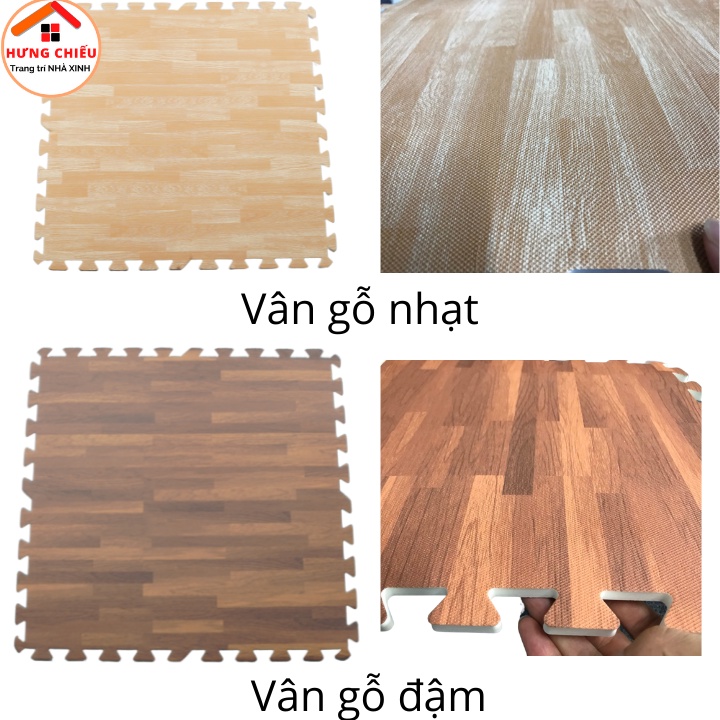 Thảm xốp vân gỗ trải sàn cho bé ghép miếng chống trơn trượt Âu Lạc 60x60cm