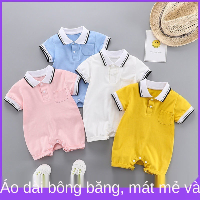 cho bé mùa hè Quần áo một mảnh mỏng đi chơi cotton lụa sơ sinh khoác tay ngắn