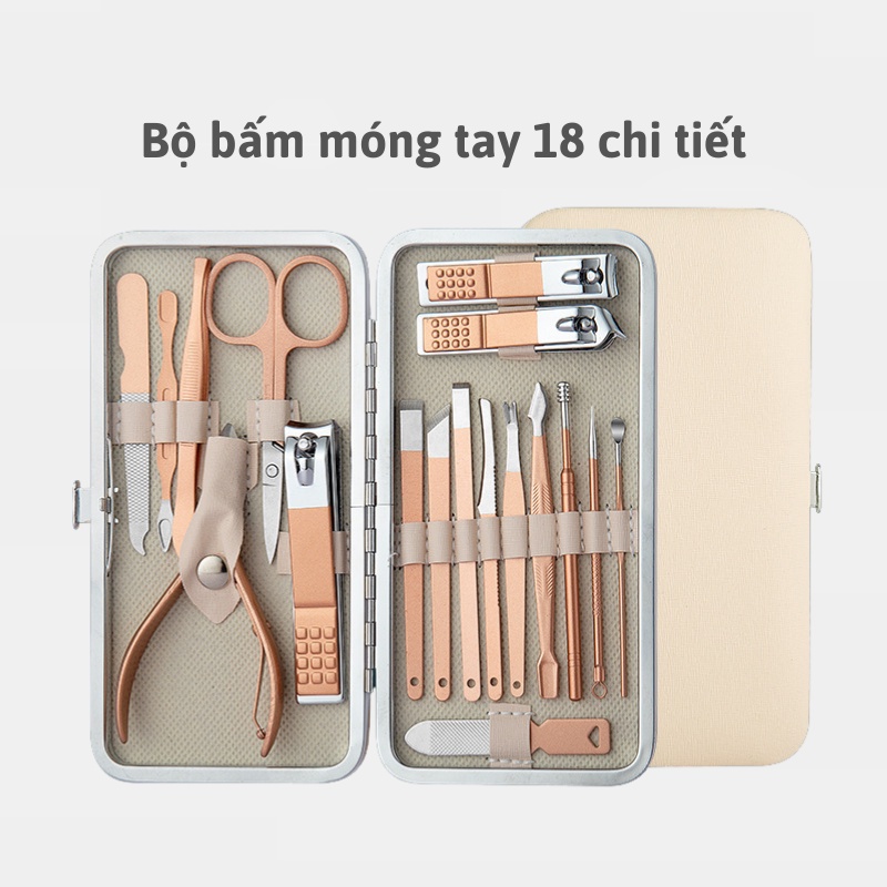 Bộ Cắt, Dũa Bấm Móng Tay Làm Nail Care Cao Cấp Tiện Dụng Bộ 15,18 món